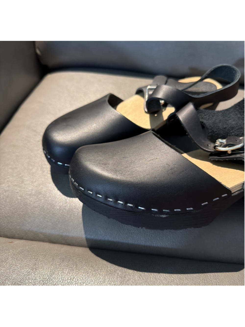 WOMEN’S LOTTA’S CLOG SANDALS SWEDEN STOCKHOLM BLACK LEATHER SIZE 39 EU - Picture 4 of 11
